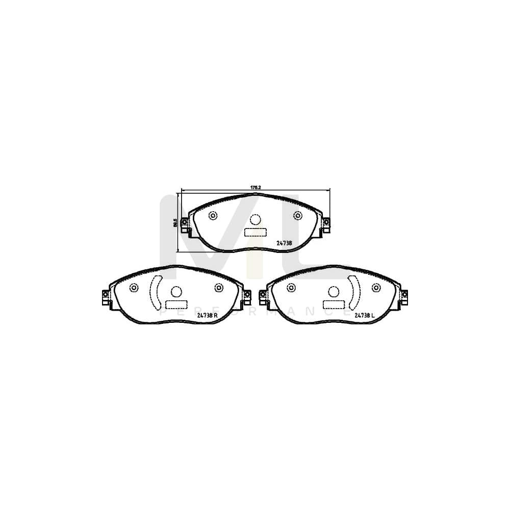 Hella 8DB 355 031-751 Brake Pad Set Not Prepared For Wear Indicator, With Brake Caliper Screws