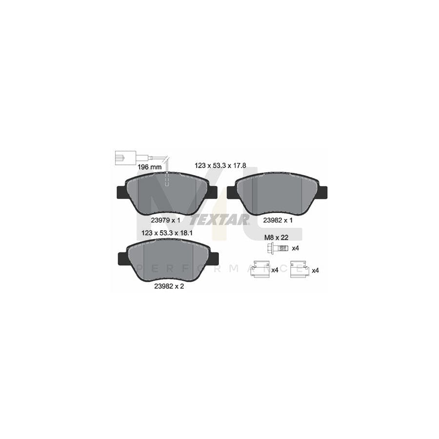 TEXTAR 2397901 Brake pad set with integrated wear warning contact, with brake caliper screws, with accessories | ML Performance Car Parts