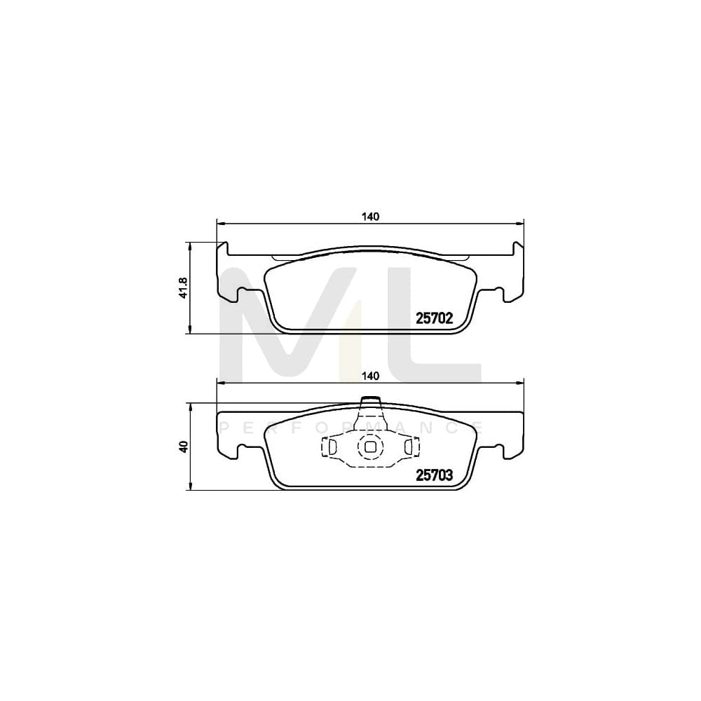 Hella 8DB 355 020-801 Brake Pad Set Not Prepared For Wear Indicator