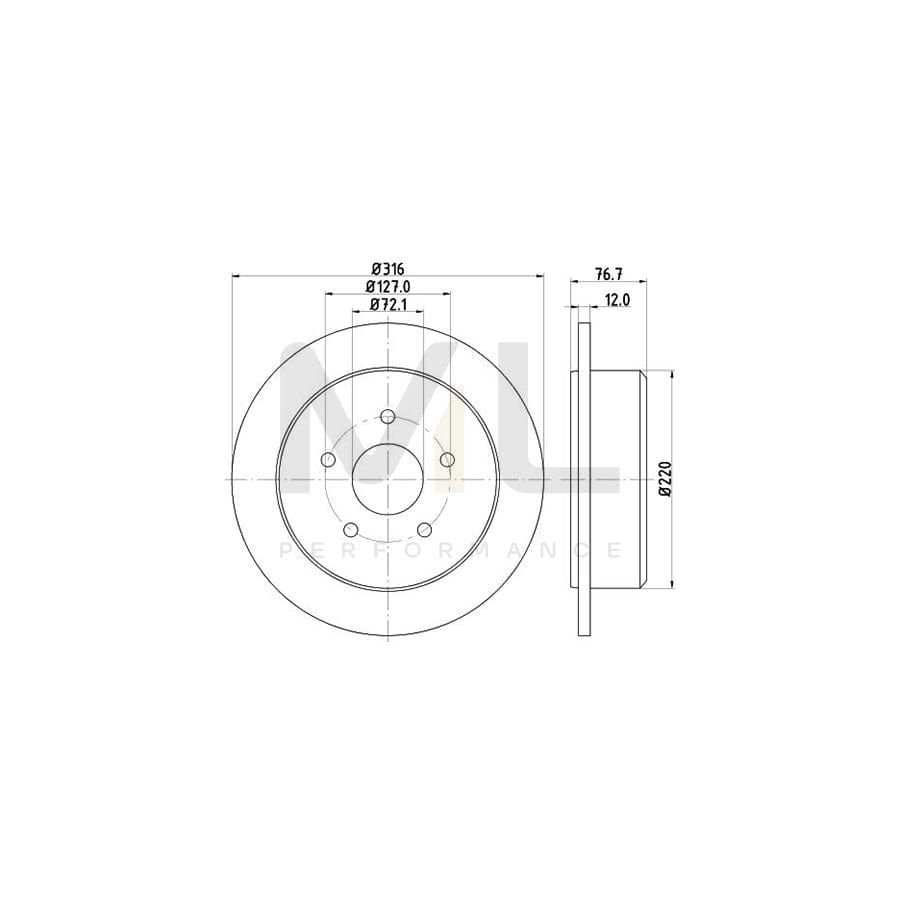 HELLA 8DD 355 117-101 Brake Disc for JEEP WRANGLER Solid, without wheel hub, without wheel studs