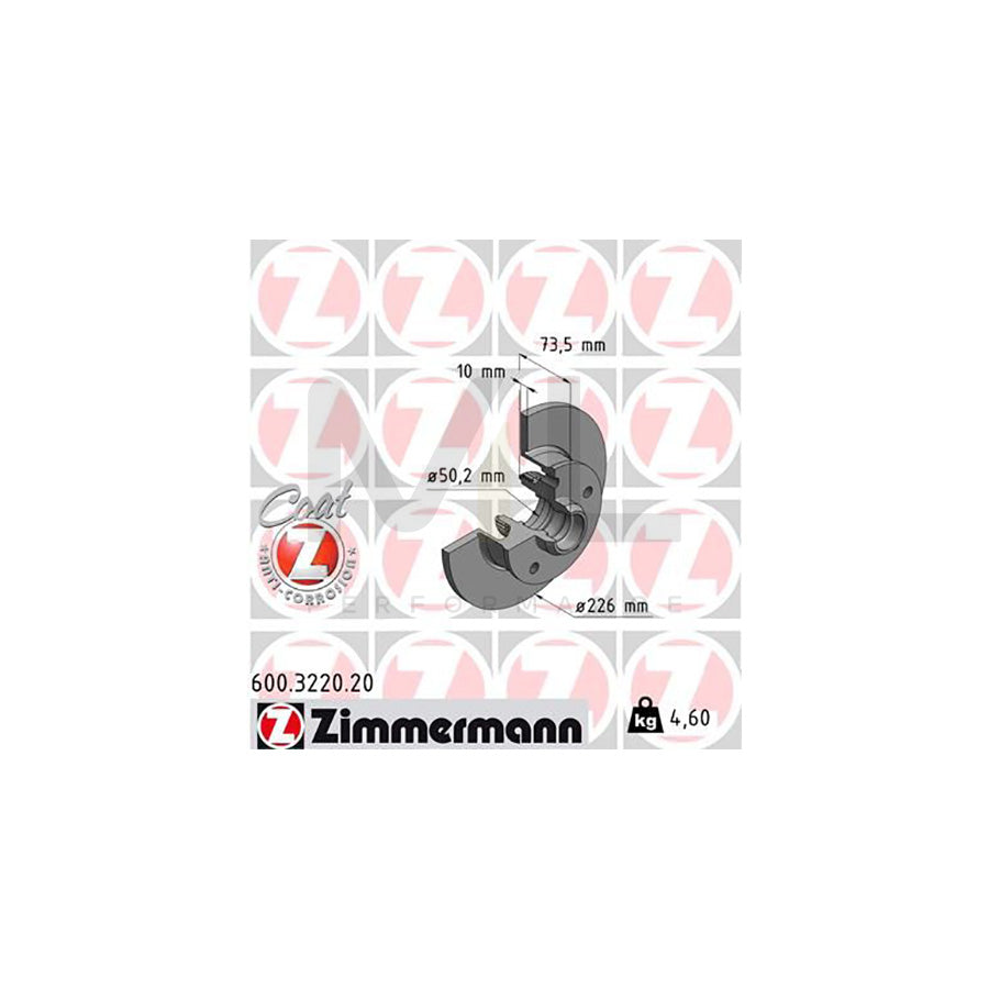 ZIMMERMANN COAT Z 600.3220.20 Brake Disc Solid, Coated, with ABS sensor ring, without wheel bearing  - 1 piece