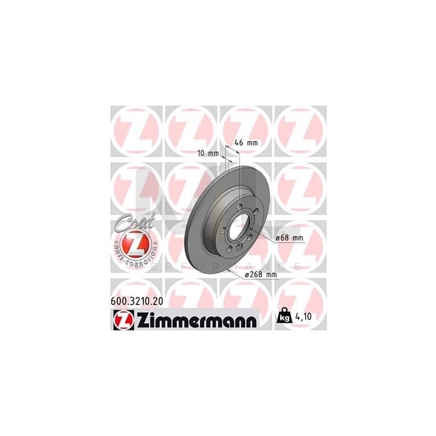 ZIMMERMANN COAT Z 600.3210.20 Brake Disc Solid, Coated  - 1 piece