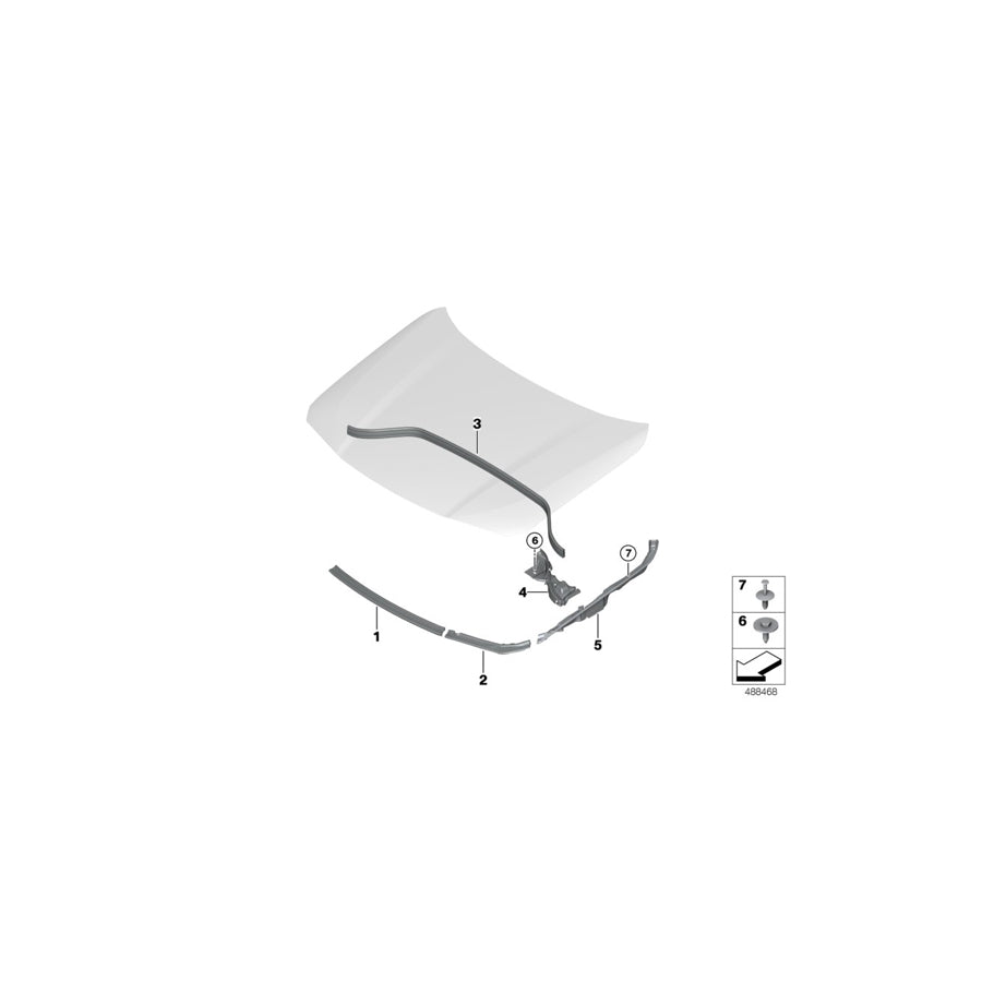 Genuine BMW 51767462095 F39 Left Front Engine Hood Sealing (Inc. X2 18dX, X2 25dX & X2 18d) | ML Performance US Car Parts