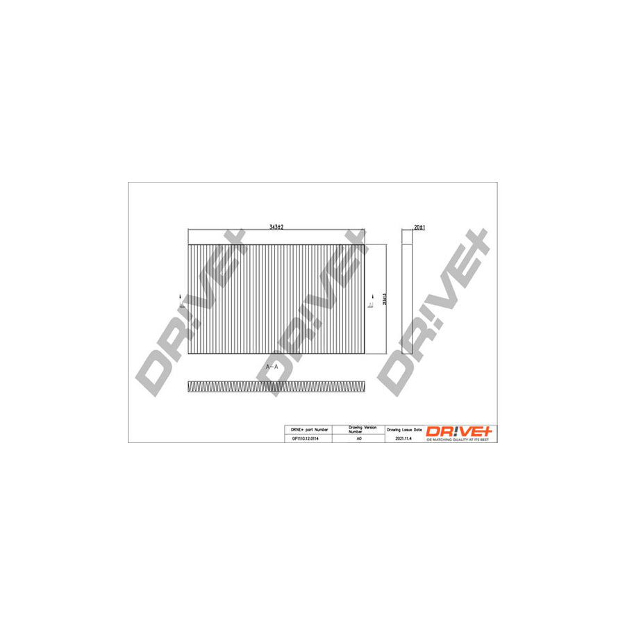 Dr!Ve+ DP1110.12.0114 Pollen Filter For Audi A6
