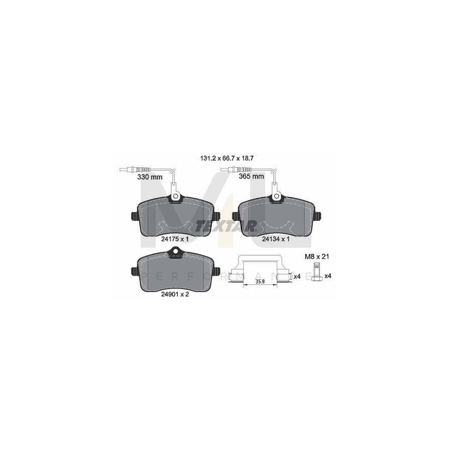 TEXTAR 2417501 Brake pad set for PEUGEOT 407 with integrated wear warning contact, with brake caliper screws, with accessories | ML Performance Car Parts