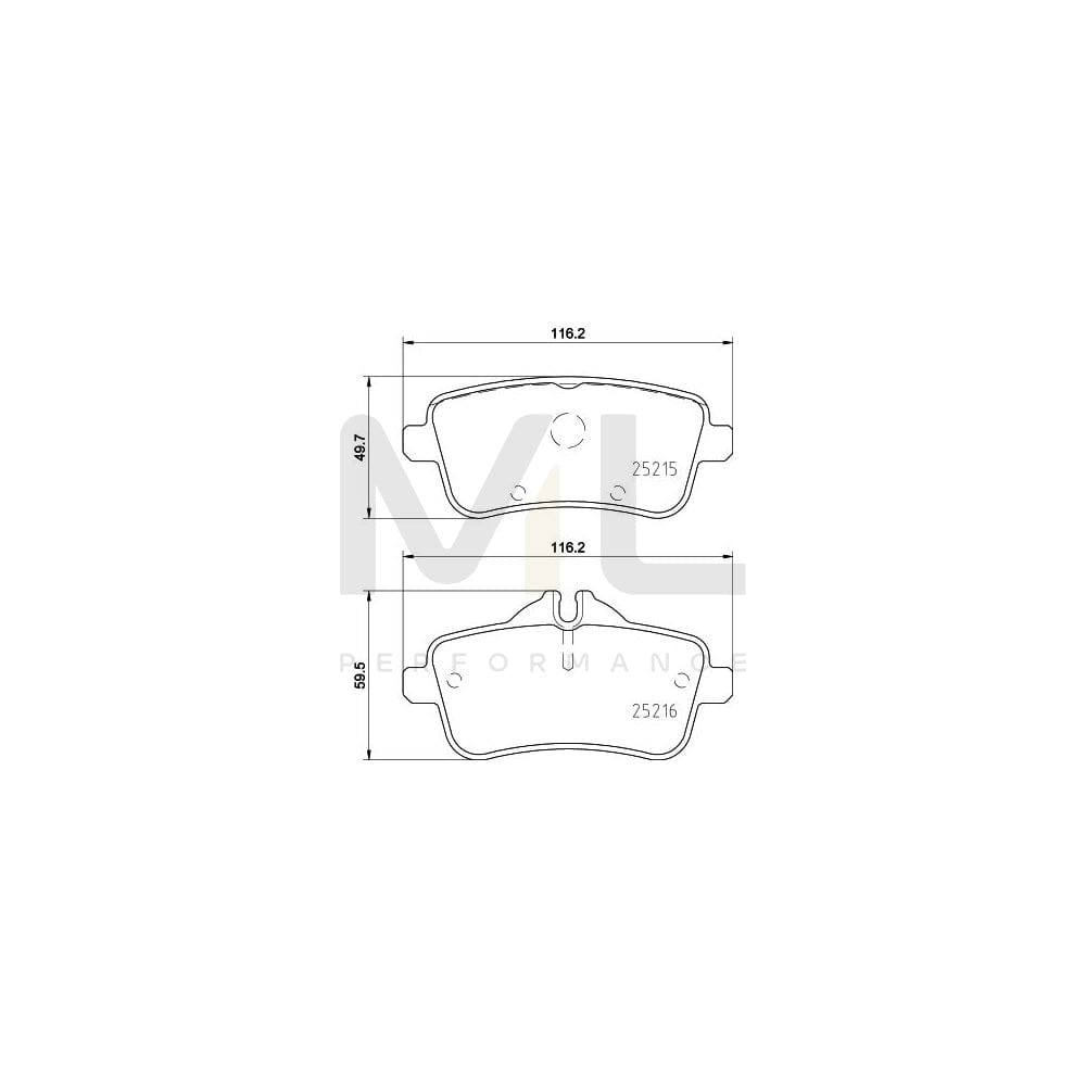 Hella 8DB 355 020-161 Brake Pad Set Prepared For Wear Indicator, With Brake Caliper Screws, With Accessories