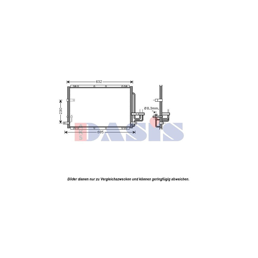AKS Dasis 512036N Air Conditioning Condenser for KIA Carens II (Fj)