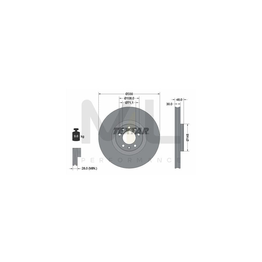 TEXTAR PRO 92283403 Brake Disc Internally Vented, Coated, without wheel hub, without wheel studs | ML Performance Car Parts