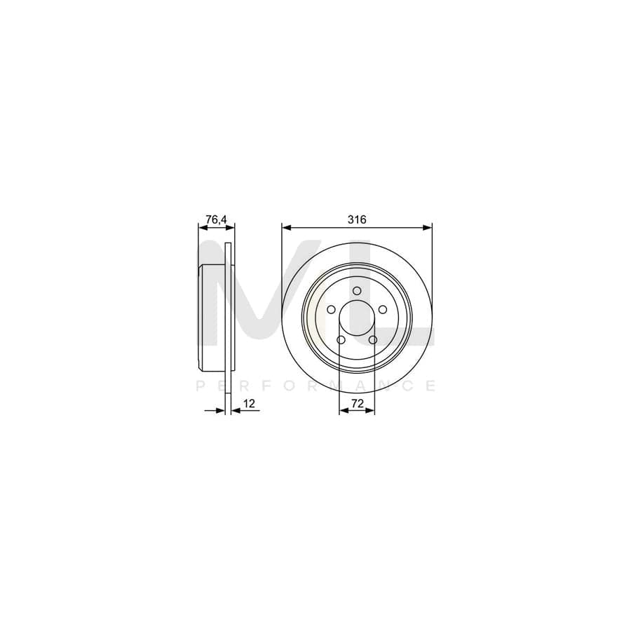 BOSCH 0 986 479 W22 Brake Disc Solid, Oiled | ML Performance Car Parts