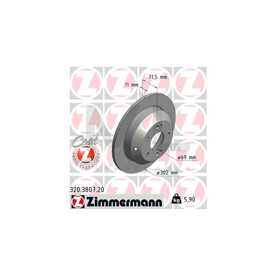 ZIMMERMANN COAT Z 320.3807.20 Brake Disc Internally Vented, Coated  - 1 piece