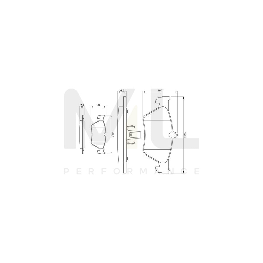 Bosch 0986461129 Brake Pad Set With Anti-Squeak Plate, With Piston Clip BP580 | ML Performance Car Parts
