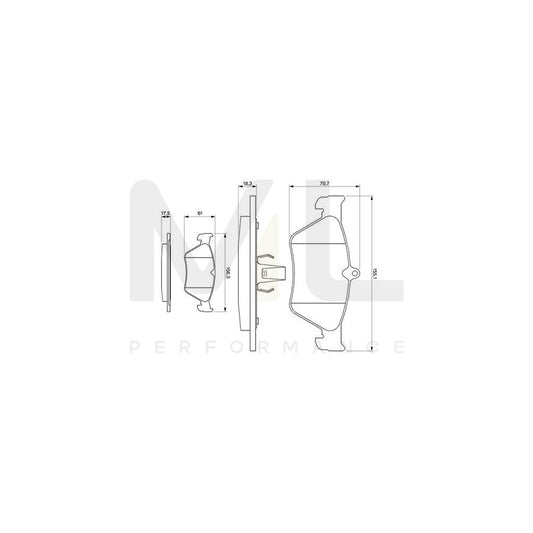 Bosch 0986461129 Brake Pad Set With Anti-Squeak Plate, With Piston Clip BP580 | ML Performance Car Parts