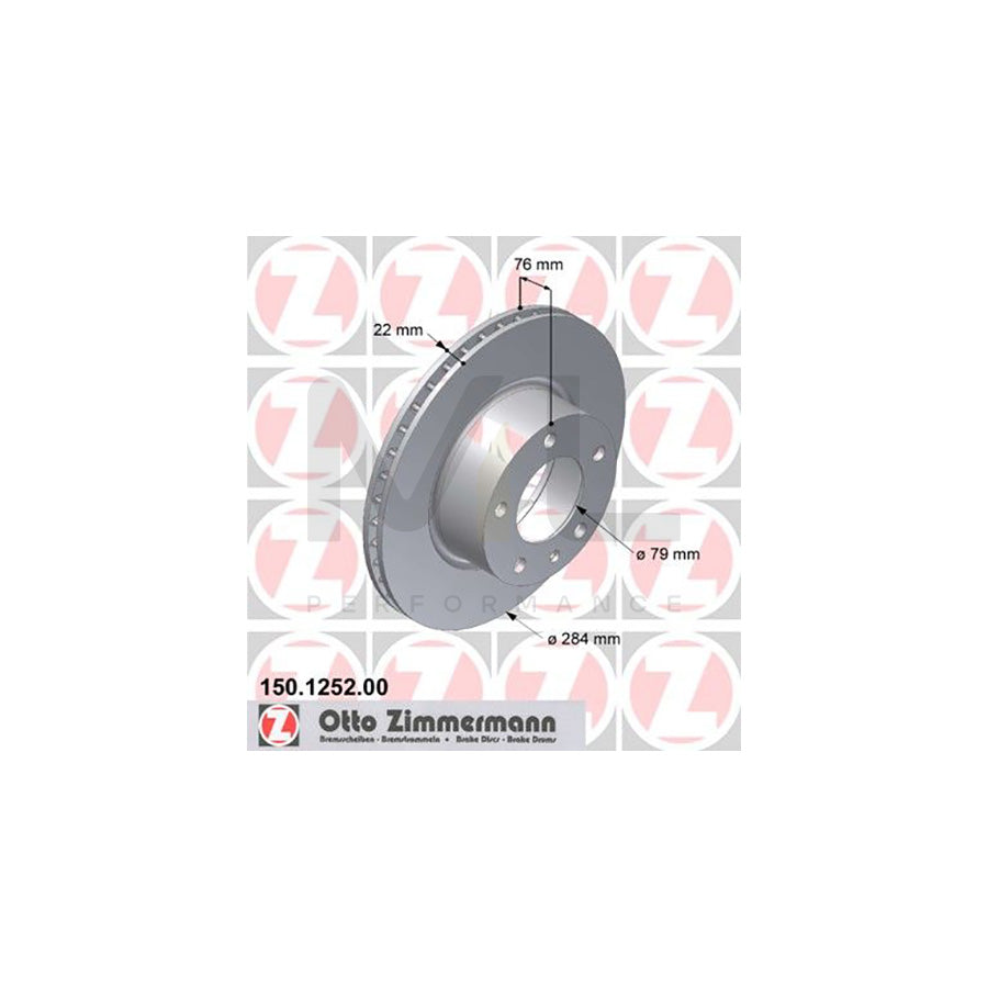 ZIMMERMANN 150.1252.00 Brake Disc for BMW 5 Saloon (E28) Internally Vented  - 1 piece