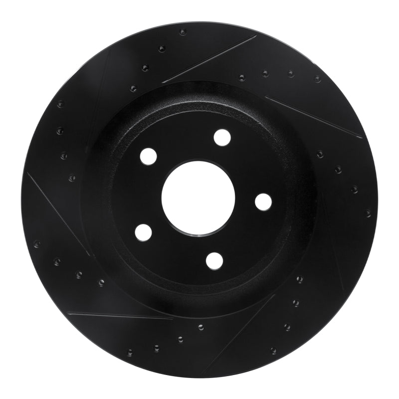 R1 Concepts R1 06-10 Jeep Grand Cherokee Front Left Drilled & Slotted Black Brake Rotor