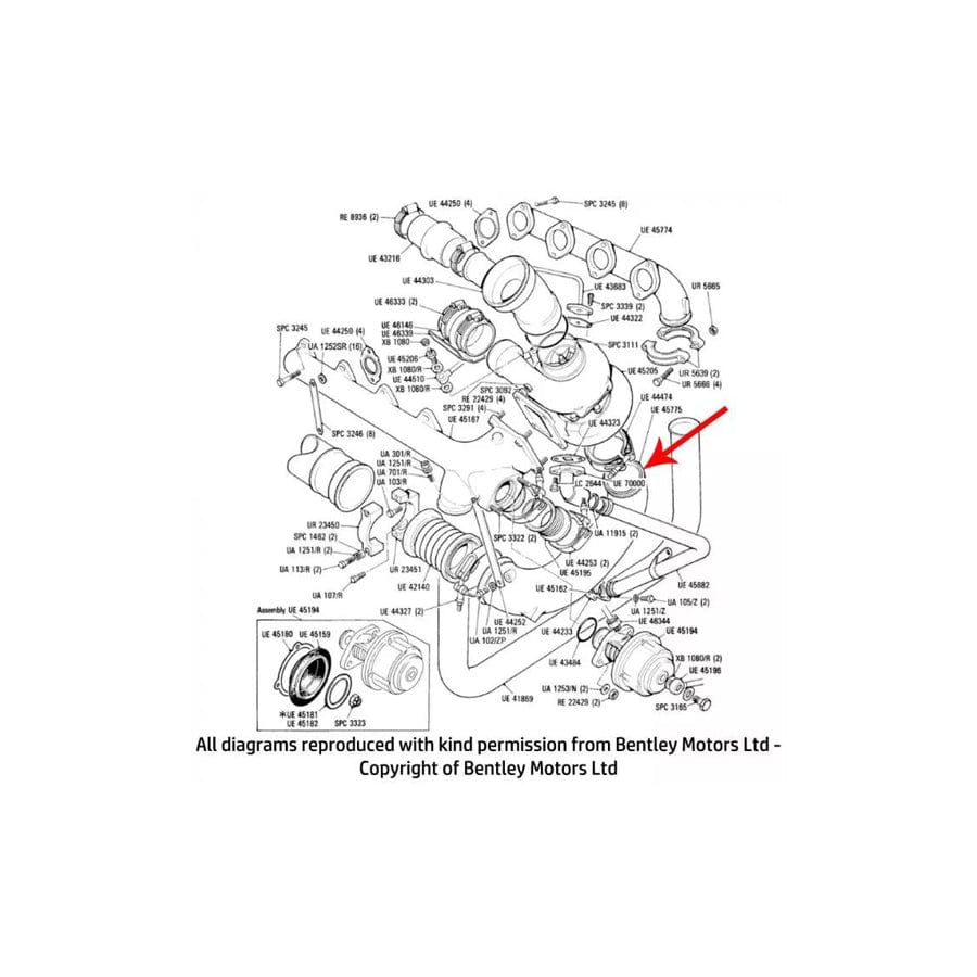GENUINE Bentley UE45775 OUTLET PIPE TURBOCHARGER