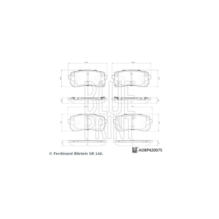 Blue Print Adbp420075 Brake Pad Set for KIA Sorento III (Um)