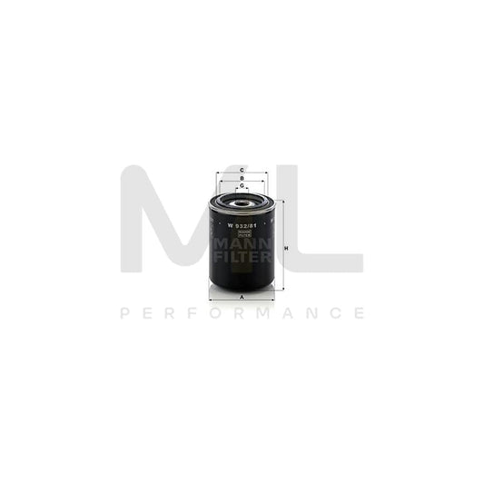 MANN-FILTER W 932/81 Oil Filter Spin-on Filter, with one anti-return valve