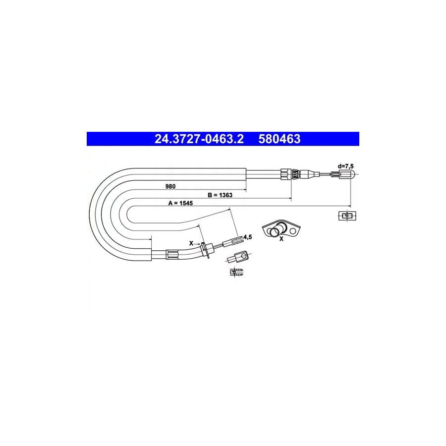 ATE 24.3727-0463.2 Hand Brake Cable Suitable for Mercedes-Benz Sprinter