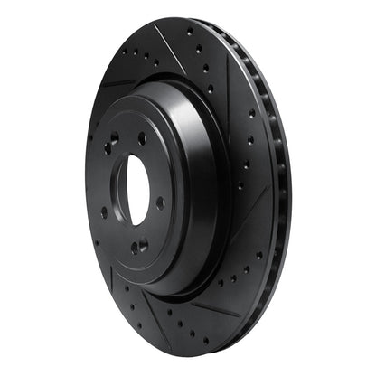 R1 Concepts R1 17-19 Genesis G90 Rear Right Drilled & Slotted Black Brake Rotor