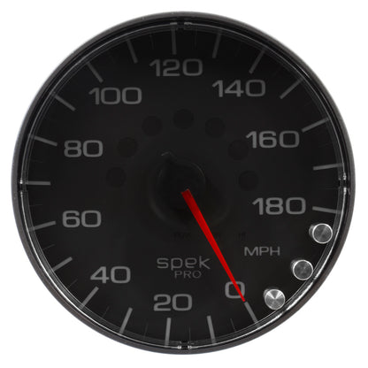 Autometer Spek-Pro Gauge Speedometer 5in 180 Mph Elec. Programmable Black/Black