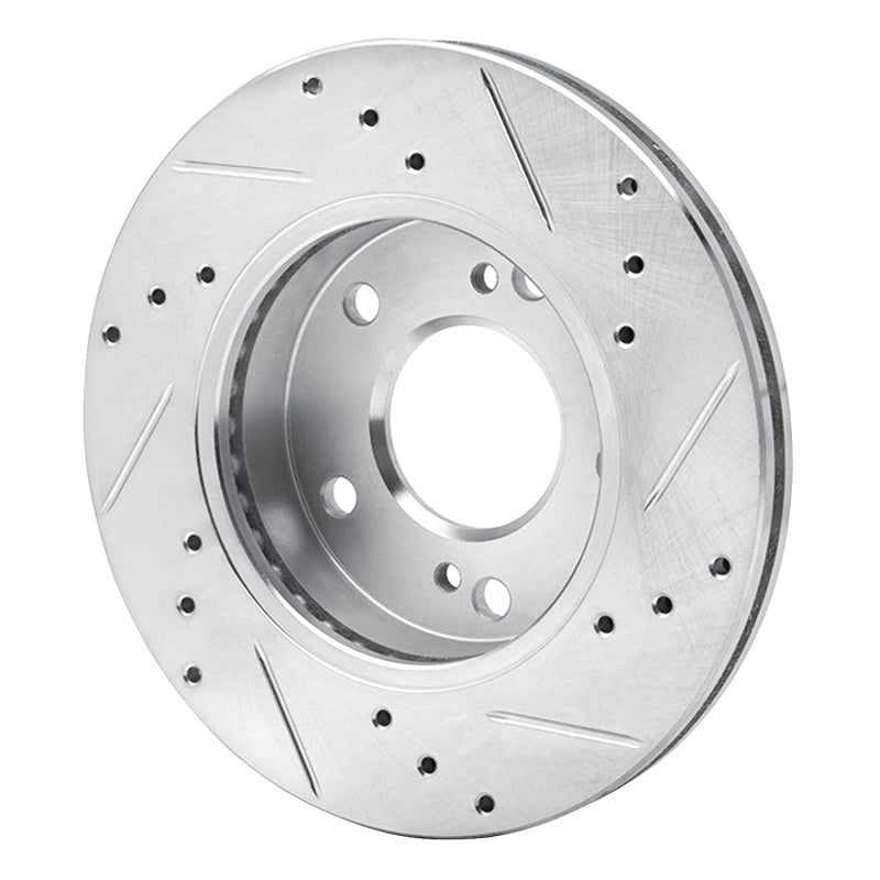 R1 Concepts R1 96-98 Nissan 240SX Front Left Drilled & Slotted Silver Brake Rotor