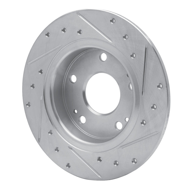 R1 Concepts R1 16-25 Honda Civic Hatchback Rear Left Drilled & Slotted Silver Brake Rotor