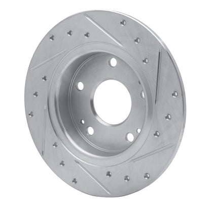 R1 Concepts R1 16-25 Honda Civic Hatchback Rear Left Drilled & Slotted Silver Brake Rotor