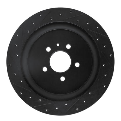 R1 Concepts R1 13-14 Ford Mustang Rear Right Drilled & Slotted Black Brake Rotor