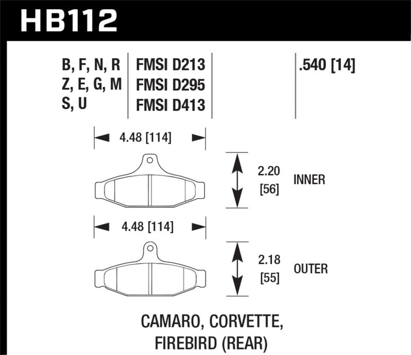 Hawk Performance Hawk 85-97 Chevrolet Camaro w/Rear Disc Brakes/84-96 Chevrolet Corvette DTC-70 Race Rear Brake Pads