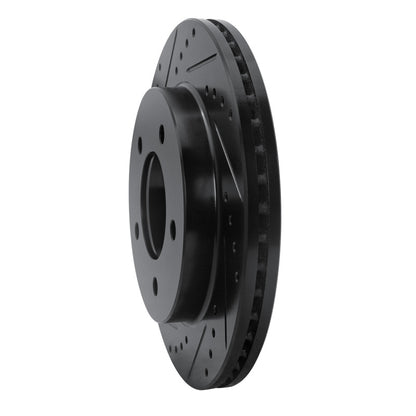 R1 Concepts R1 97-04 Ford F-150 4WD Front Left Drilled & Slotted Black Brake Rotor