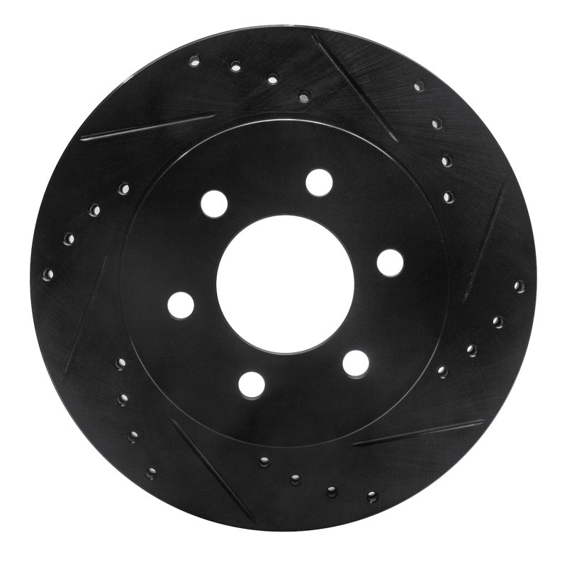 R1 Concepts R1 97-02 Dodge Dakota 4WD Front Right Drilled & Slotted Black Brake Rotor
