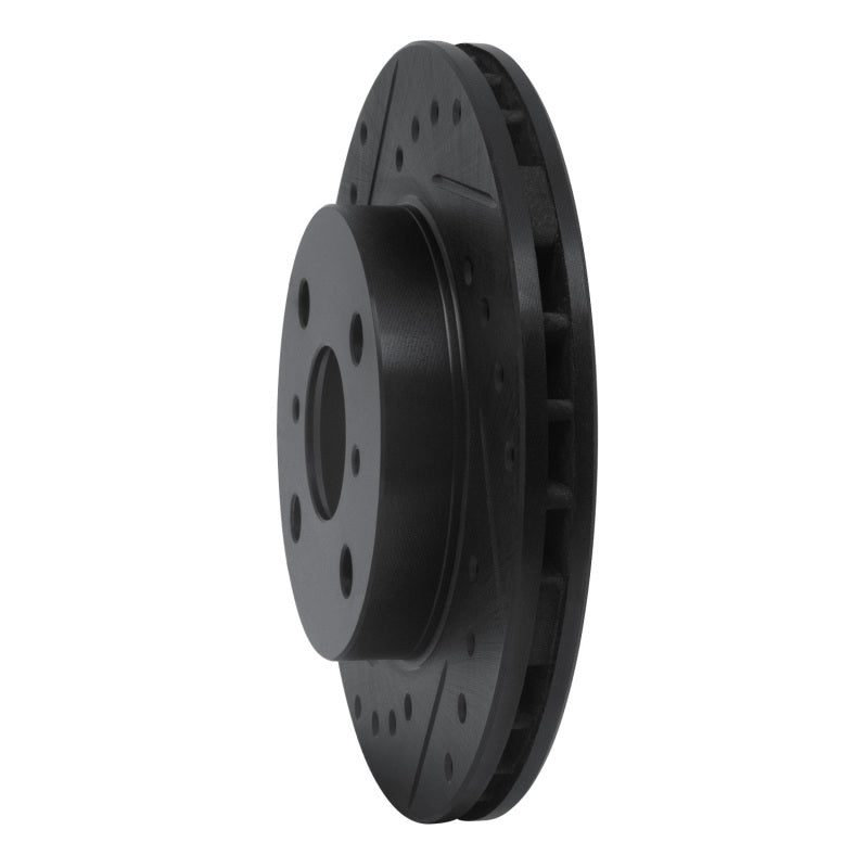 R1 Concepts R1 86-89 Toyota Celica Front Right Drilled & Slotted Black Brake Rotor