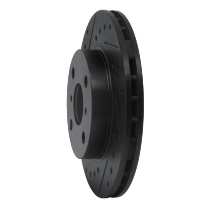 R1 Concepts R1 86-89 Toyota Celica Front Right Drilled & Slotted Black Brake Rotor