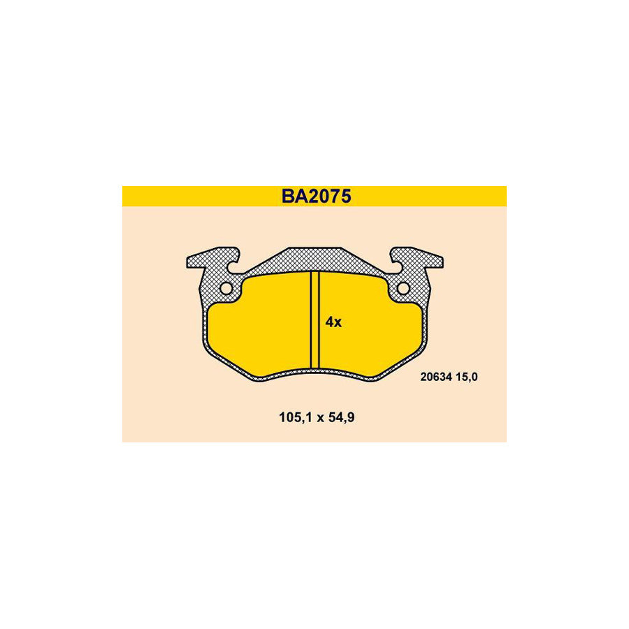 Barum Ba2075 Brake Pad Set for Renault Twingo