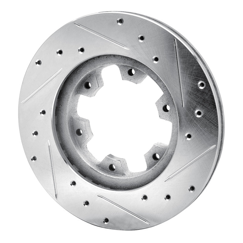 R1 Concepts R1 83-85 Nissan 720 DATSUN Front Left Drilled & Slotted Silver Brake Rotor