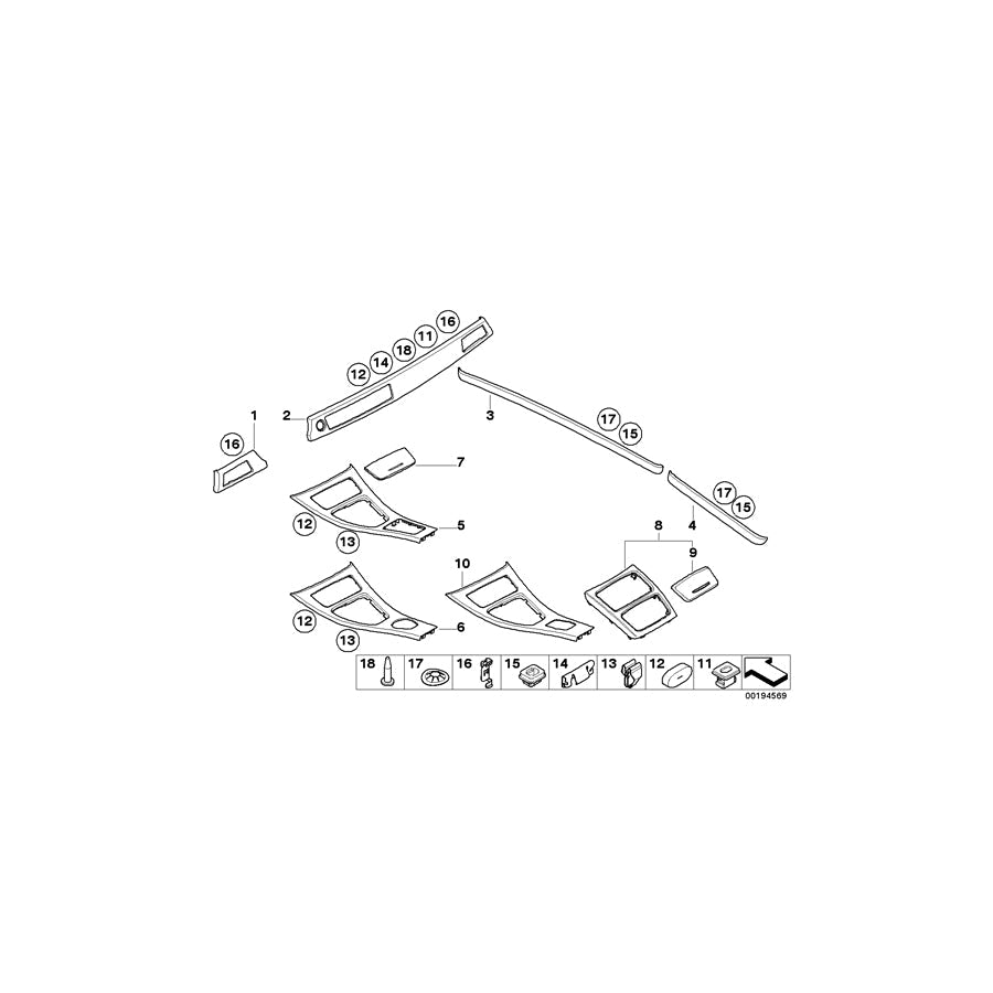 Genuine BMW 51169197290 E92 E93 Cover, Oddments Box, Rear SATINSILBER (Inc. 316i, 330xi & 330i) | ML Performance US