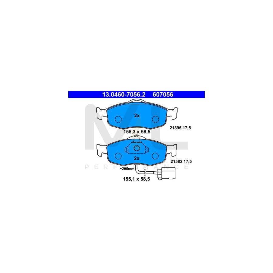 ATE 13.0460-7056.2 Brake pad set incl. wear warning contact