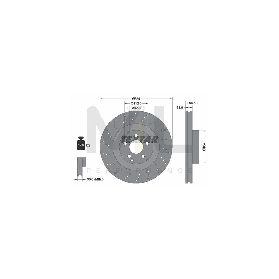 TEXTAR PRO 92176403 Brake Disc Internally Vented, Perforated, Coated, without wheel hub, without wheel studs | ML Performance Car Parts