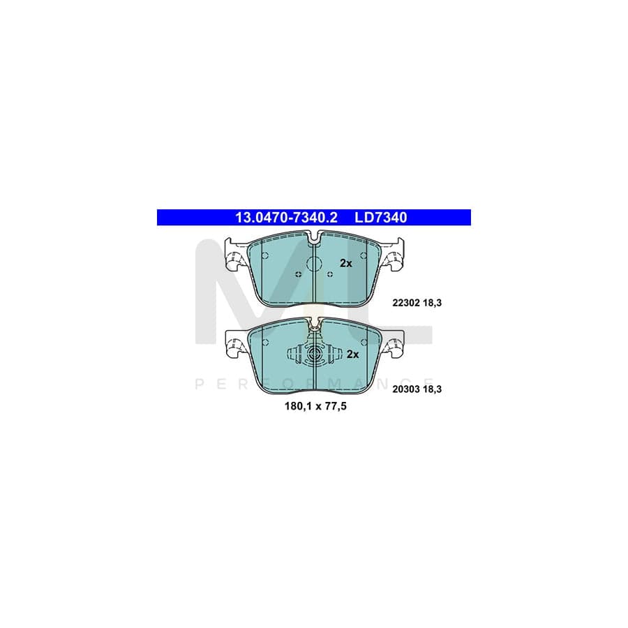 ATE 13.0470-7340.2 Brake pad set excl. wear warning contact, prepared for wear indicator