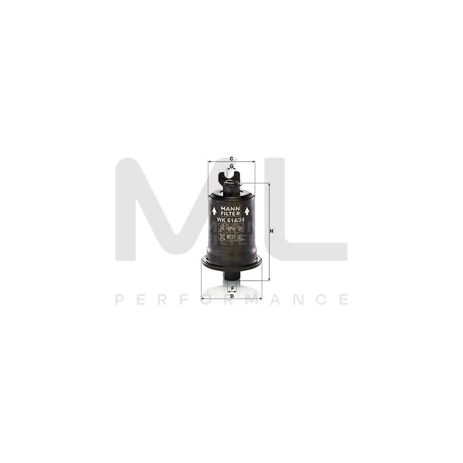 MANN-FILTER WK 614/24 x Fuel filter In-Line Filter, with seal