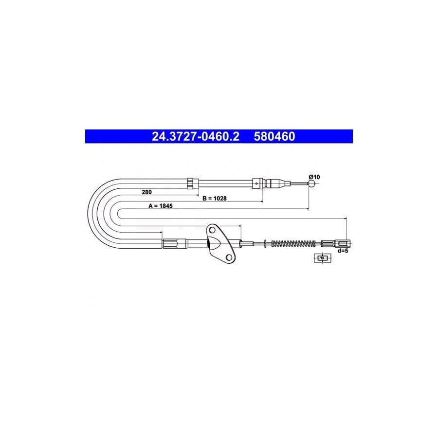 ATE 24.3727-0460.2 Hand Brake Cable Suitable for Mercedes-Benz T1 Bus
