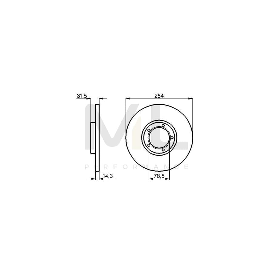 BOSCH 0 986 478 345 Brake Disc for FORD TRANSIT Solid, Oiled | ML Performance Car Parts