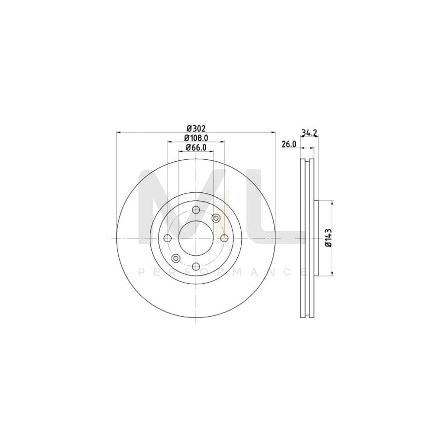 HELLA PRO 8DD 355 119-161 Brake Disc Internally Vented, Coated, without wheel hub, without wheel studs
