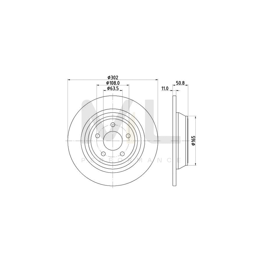 HELLA PRO 8DD 355 122-451 Brake Disc Solid, Coated, without wheel hub, without wheel studs