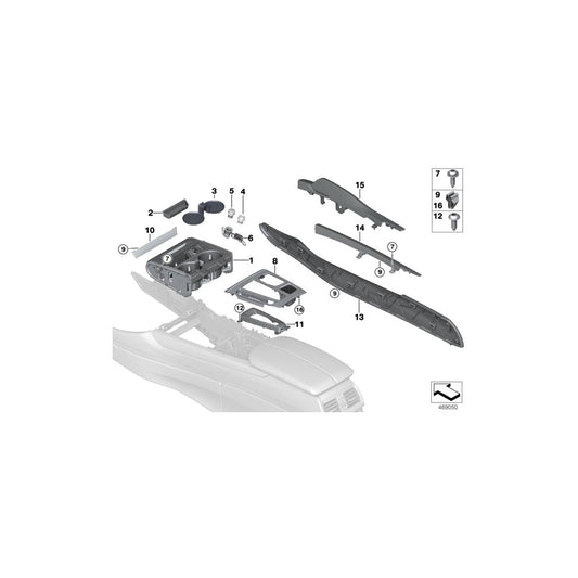 Genuine BMW 51169251971 F15 Trim Cover, Center Console, Left OXIDSILBER (Inc. X5 30dX, X5 35iX & X5 50iX) | ML Performance US