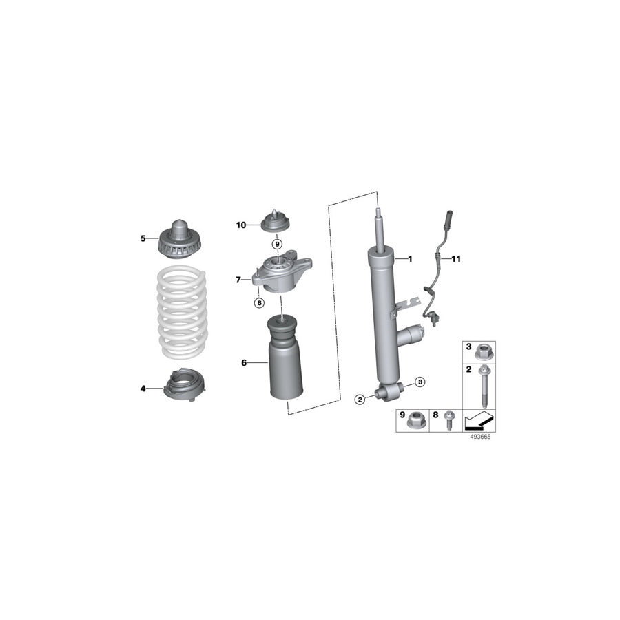 Genuine BMW 37106895063 G20 Spring Strut, Edc, Rear AWD (Inc. 330dX & M340iX) | ML Performance US Car Parts