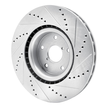 R1 Concepts R1 05-20 Subaru Impreza Front Left Drilled & Slotted Silver Brake Rotor