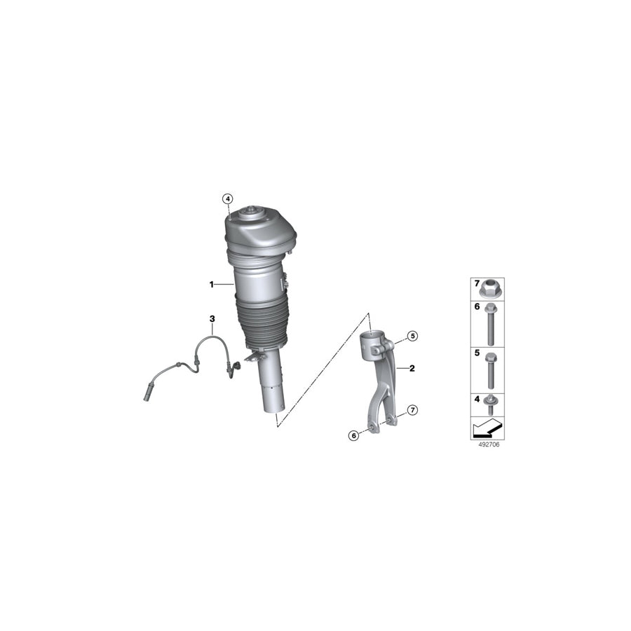 Genuine BMW 37106892425 G05 G06 Air Spring Strut, Front Left VDC (Inc. X6 30dX, X6 40i & X5 45eX) | ML Performance US Car Parts