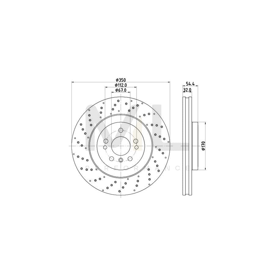 HELLA PRO High Carbon 8DD 355 122-541 Brake Disc Internally Vented, Perforated, Coated, High-carbon, without wheel hub, without wheel studs