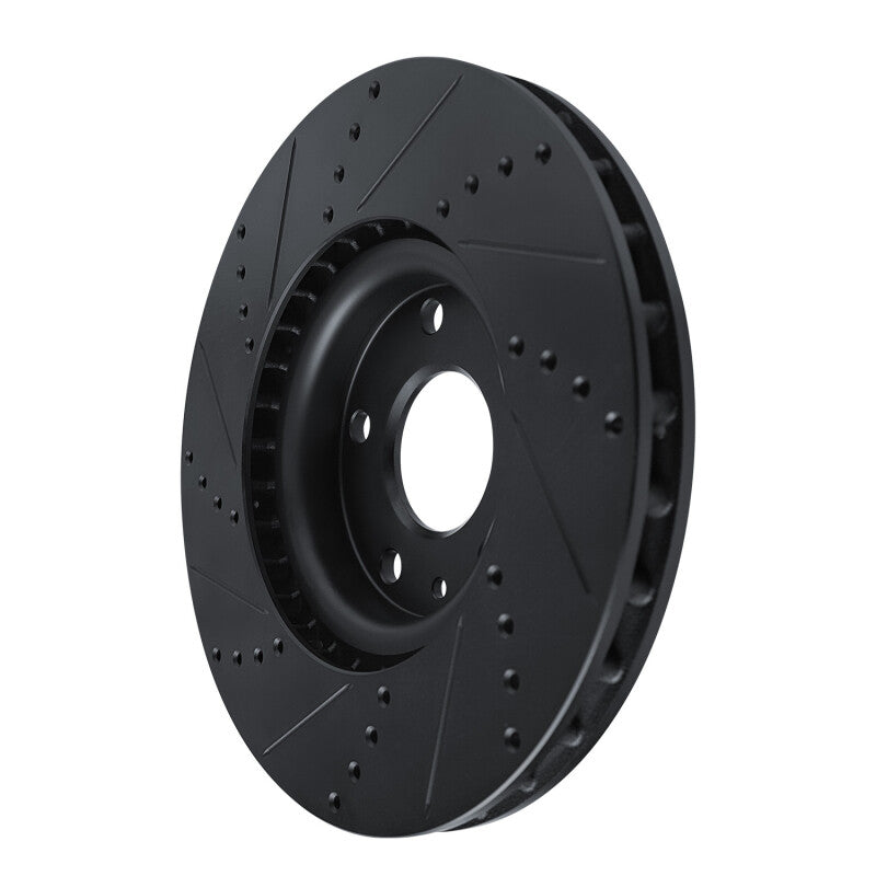 R1 Concepts R1 14-19 Chevrolet Corvette Front Right Drilled & Slotted Black Brake Rotor